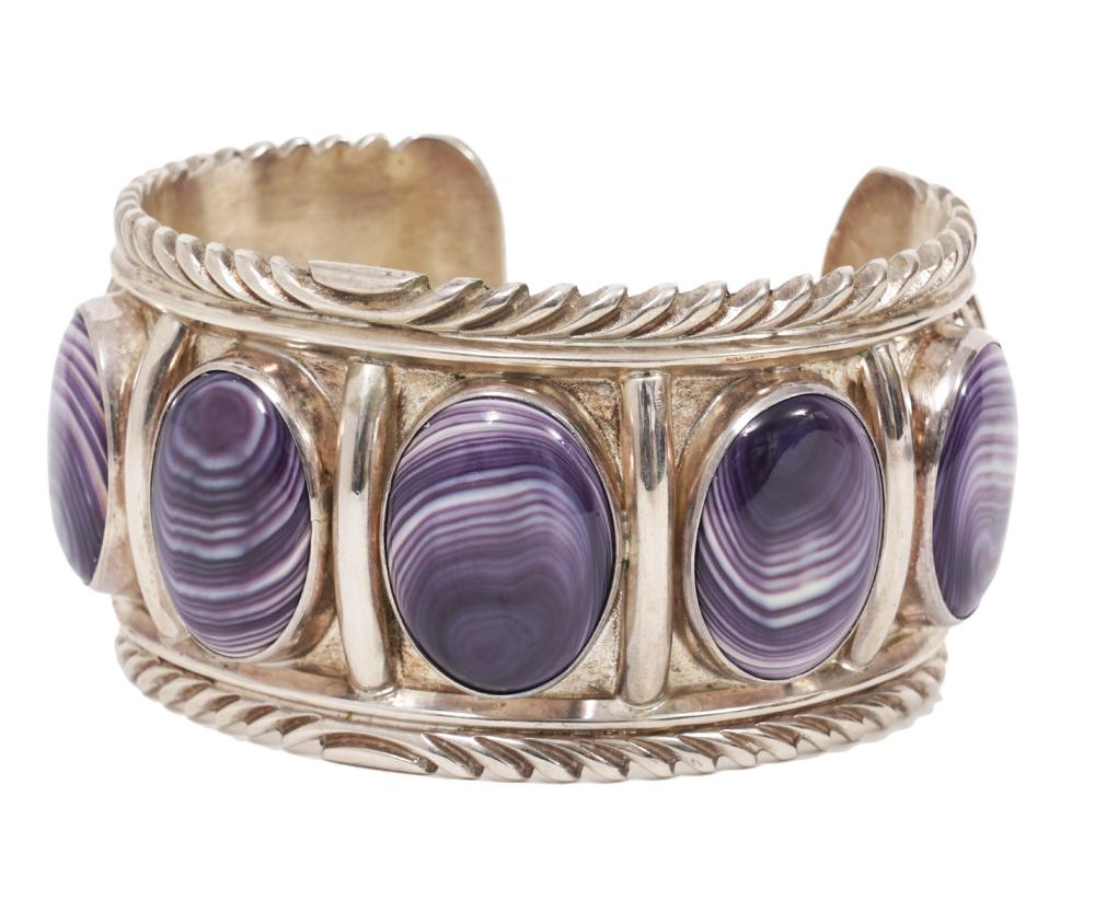 Appraisal: MASSIVE NAVAJO STERLING PURPLE CHARIOT CUFFSigned Navajo sterling silver cuff