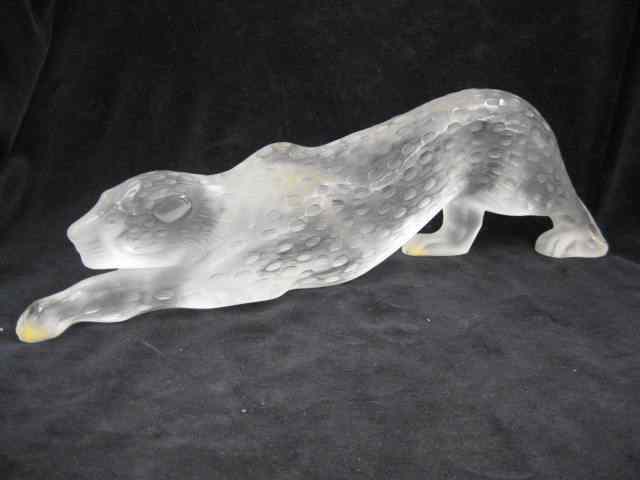 Appraisal: Lalique French Crystal Figurine of a Leopard '' long ''