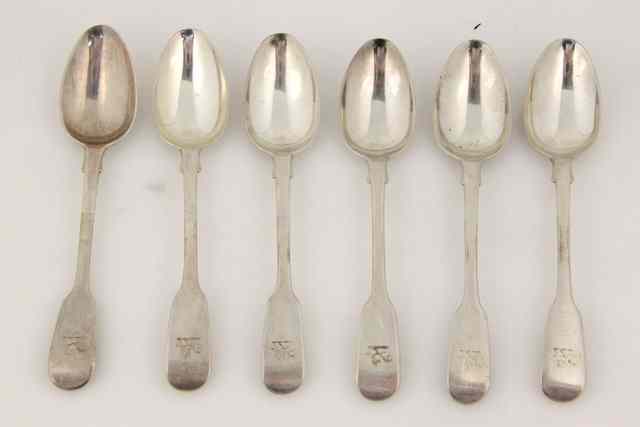 Appraisal: Six Victorian fiddle pattern silver teaspoons London crested