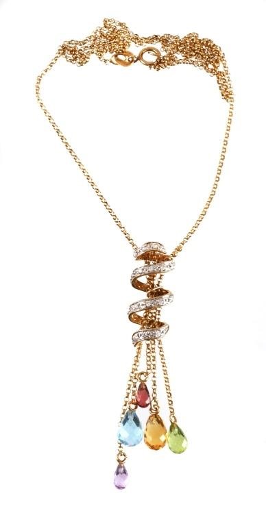 Appraisal: K yellow gold necklace contains round brilliant full cut diamonds