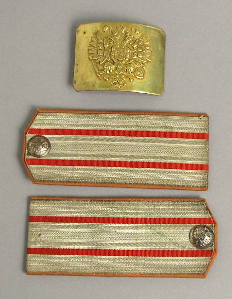 Appraisal: A group of Imperial Russian militaria Comprising Other ranks brass