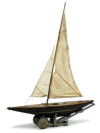 Appraisal: Large pond boat model with carriageearly th century