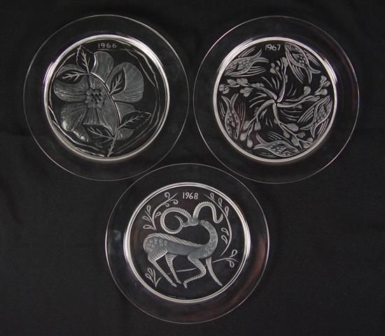 Appraisal: Three Lalique Collector Plates - Rose - Fish Ballet -