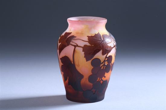 Appraisal: SMALL GALL CAMEO GLASS VASE Circa Gall signed in cameo