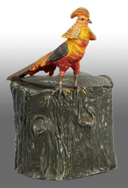 Appraisal: Lead Pheasant on Stump Still Bank Condition Near Mint Size