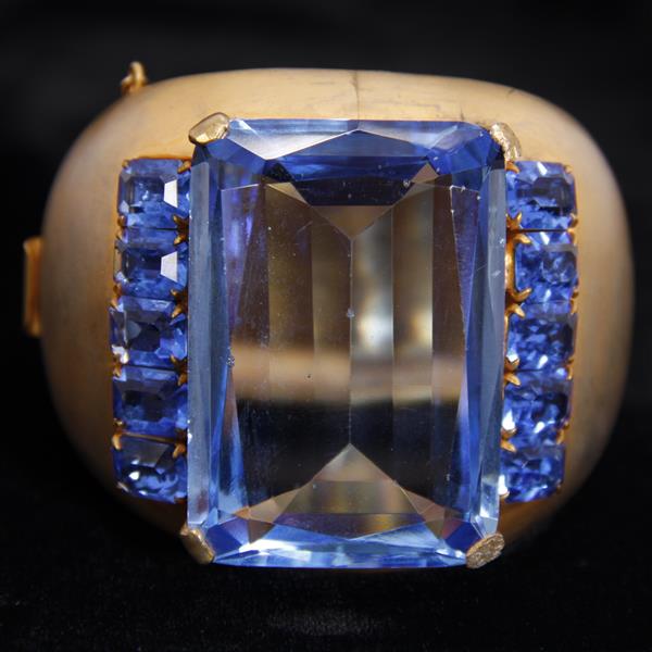 Appraisal: Chanel-Style Haute Couture Vintage Runway Hinged Cuff Bracelet with GIANT