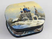 Appraisal: A Russian lacquer box the lid with a view of