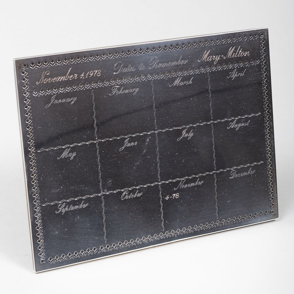 Appraisal: Cartier Silver Wedding Anniversary Desk Calendar Marked 'Sterling' inscribed 'November