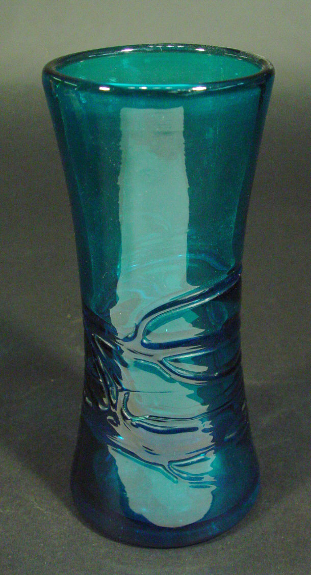 Appraisal: Whitefriars kingfisher blue glass vase with trailed decoration cm high