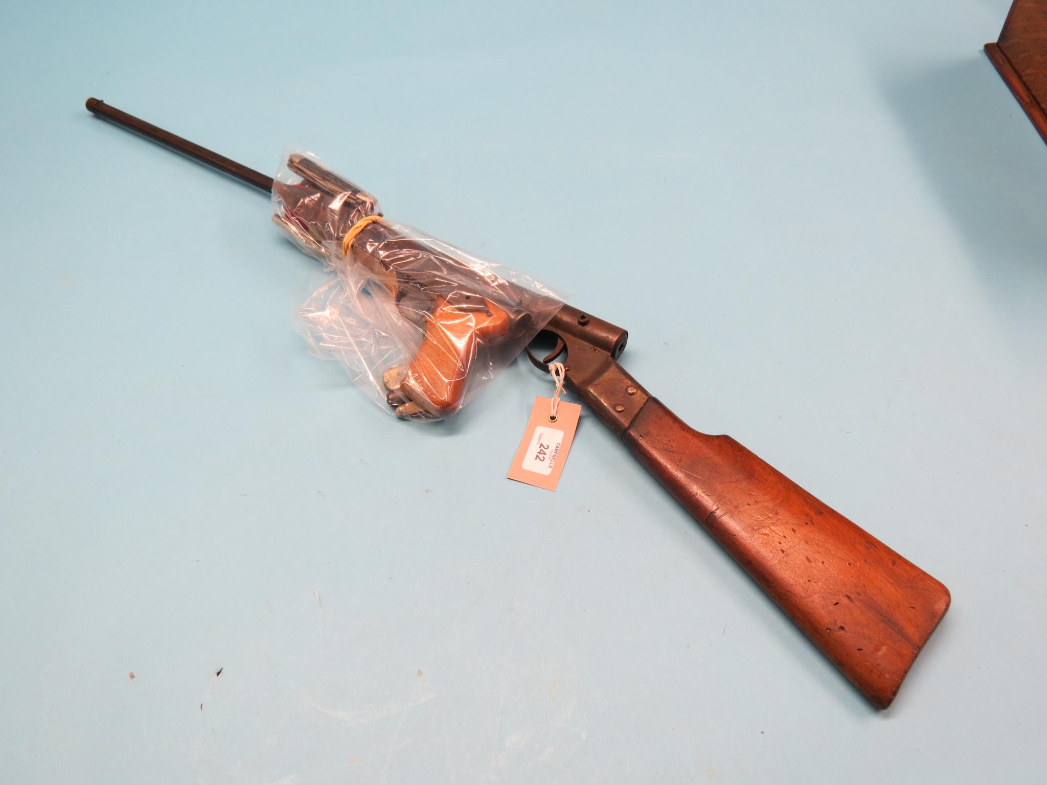 Appraisal: An air rifle walnut stock and in barrel together with