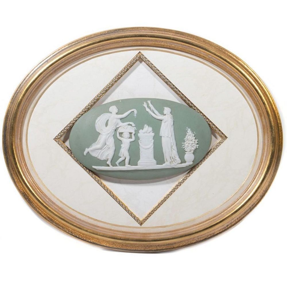 Appraisal: A Framed Neoclassical Relief Panel The Wedgewood style relief depicting