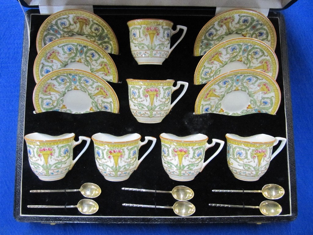 Appraisal: Cased set of six Royal Worcester cups and saucers pattern