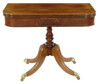 Appraisal: A George IV mahogany card table the reeded edge hinged