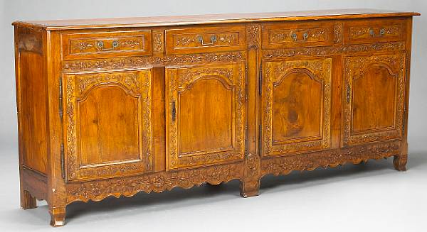 Appraisal: A Louis XV style walnut enfilade th century The rectangular