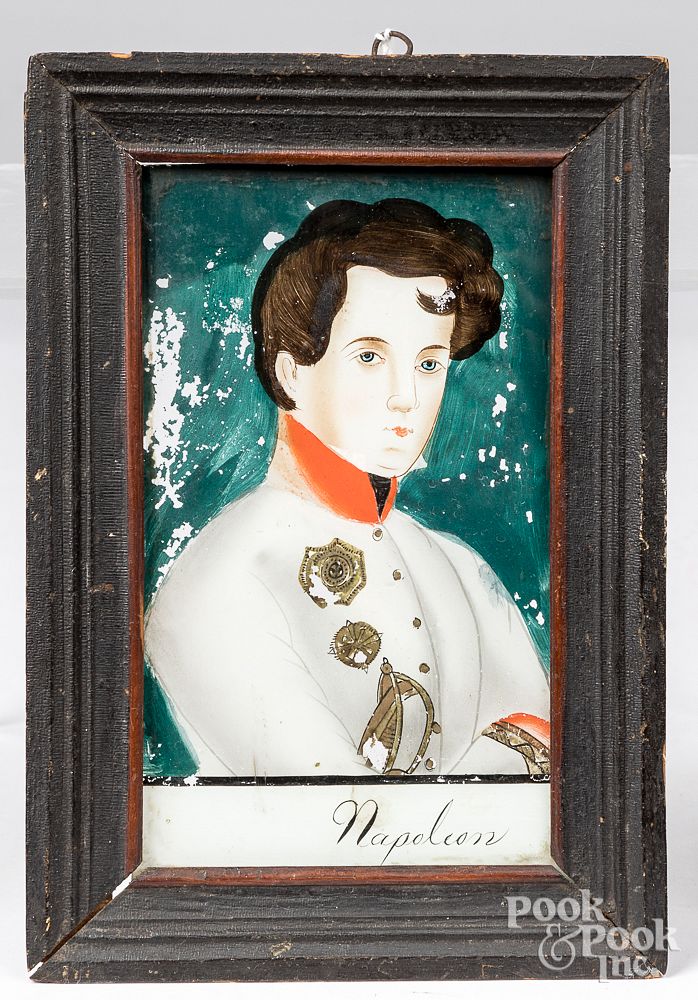 Appraisal: Reverse painting on glass portrait of Napoleon Reverse painting on