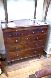 Appraisal: LATE GEORGIAN MAHOGANY BACHELORS FIVE DRAWER CHEST WITH BRUSHING SLIDE