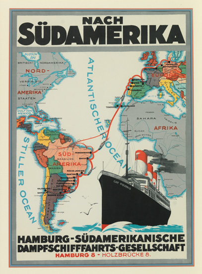 Appraisal: HAMBURG-SOUTH AMERICAN LINE Cap Polonio Nach S damerika Color lithographed