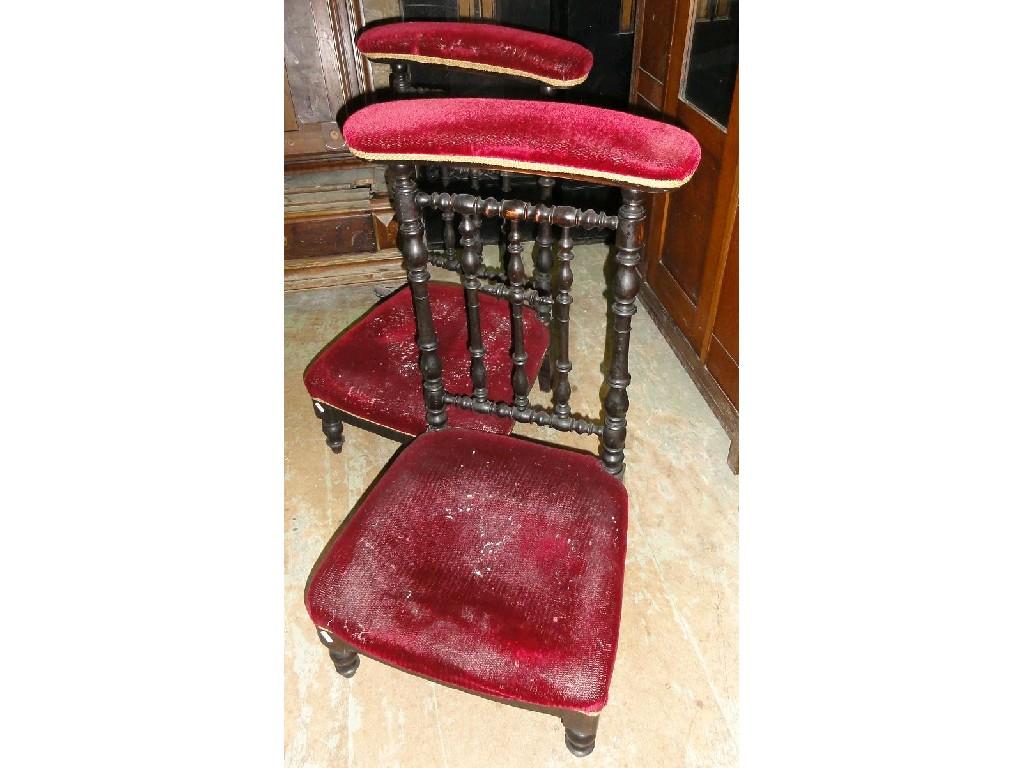 Appraisal: A pair of Victorian prie dieu with velvet upholstered seats