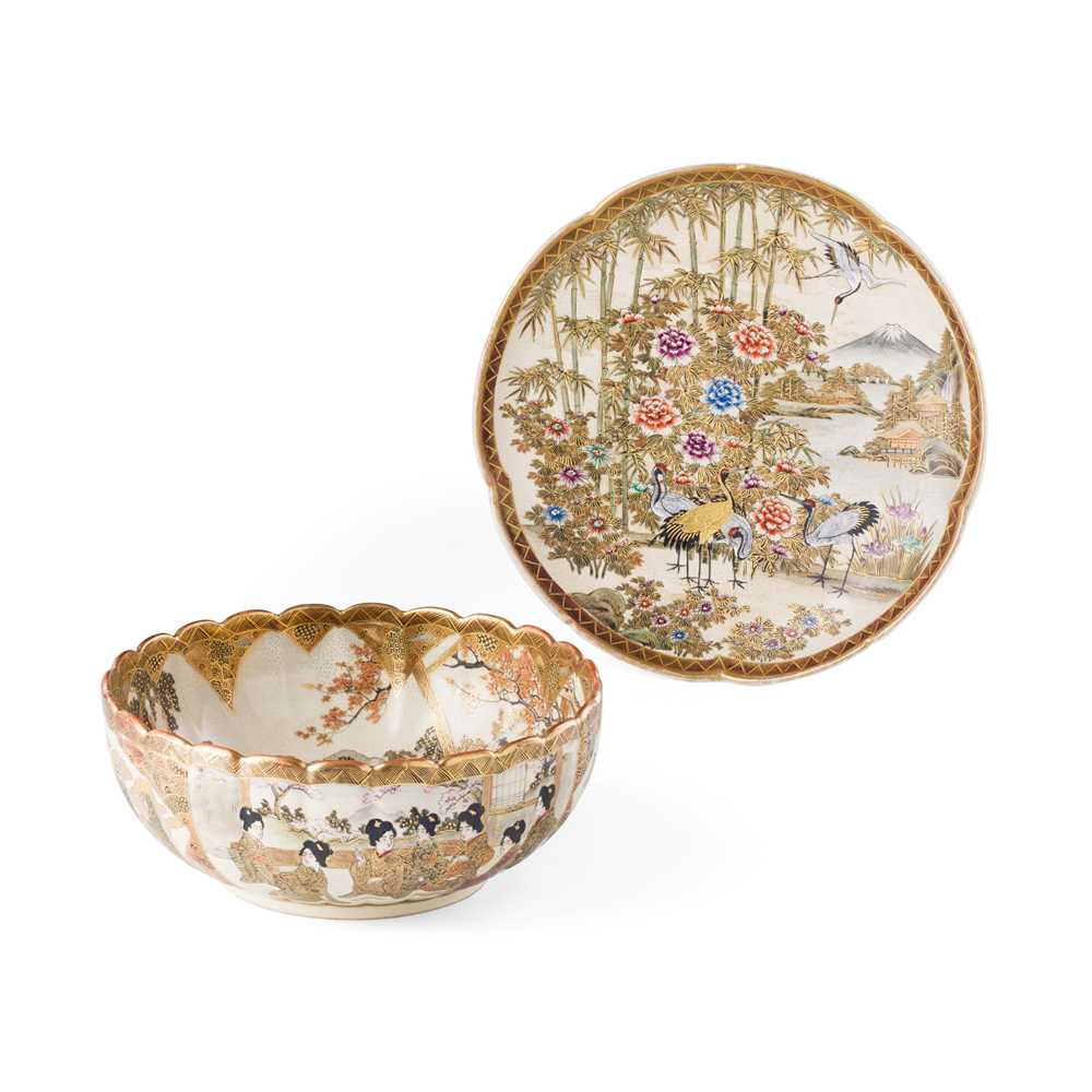 Appraisal: TWO SATSUMA WARES MEIJI PERIOD comprising a notched-rim plate enamelled