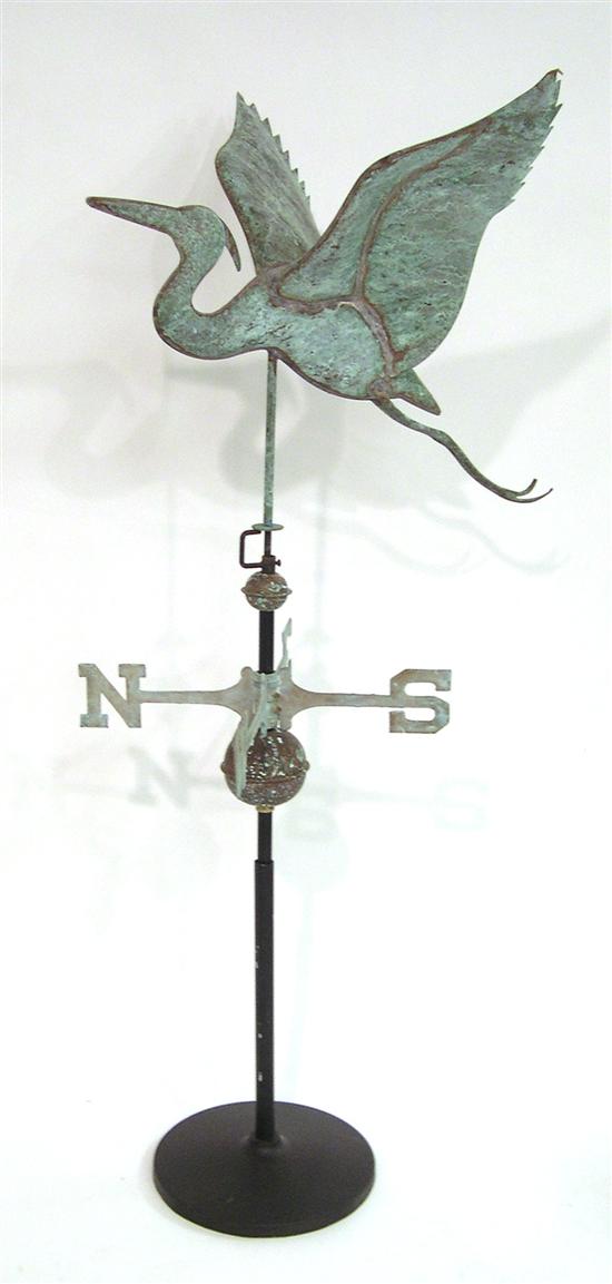 Appraisal: Flying crane weather vane late th C long with directionals