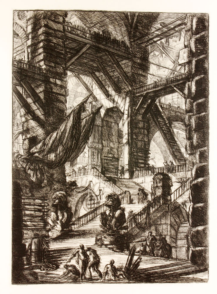 Appraisal: - Piranesi Prison Carceri Series The Staircase with Trophies Etching