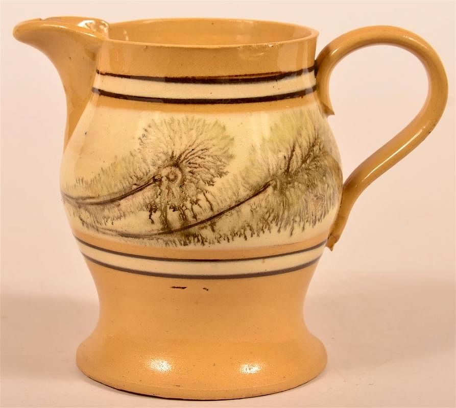 Appraisal: Yellowware Pitcher Brown Mocha Seaweed Yellowware Cream Pitcher with Brown