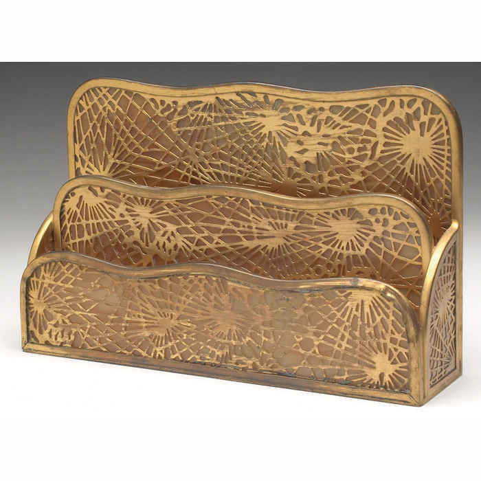 Appraisal: Tiffany Studios letter rack bronze in the pine needle pattern