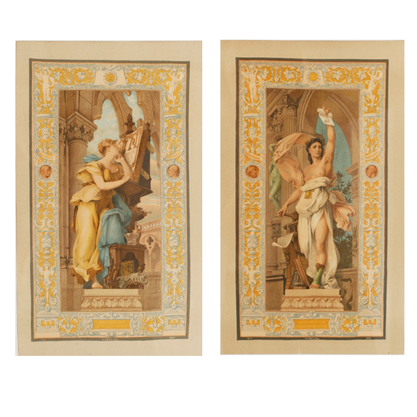 Appraisal: Pair Neo Classical color lithographs Gobelins F Ehrmann x