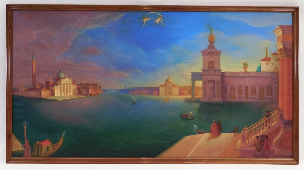 Appraisal: LG E WASSER VENETIAN LANDSCAPE PAINTING Italy Depicts a Venetian