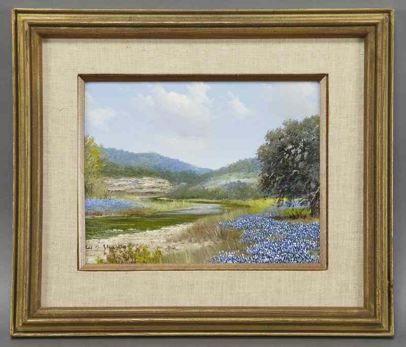 Appraisal: William A Slaughter ''Bluebonnet Landscape'' oilpainting on canvas Canvas ''H