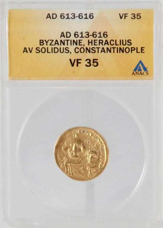 Appraisal: Byzantine Heraclius gold Solidus circa - AD in case Provenance