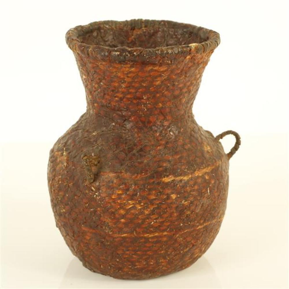 Appraisal: SOUTHWESTERN NATIVE AMERICAN PINION PITCH COVERED TUS WATER JAR EARLY