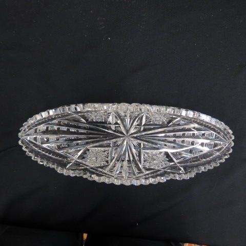 Appraisal: Cut Glass Celery Dish brilliant period propeller and starbursts long