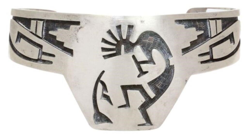 Appraisal: Native American silver content unknown cuff bracelet Riley Polequaptewa Hopi