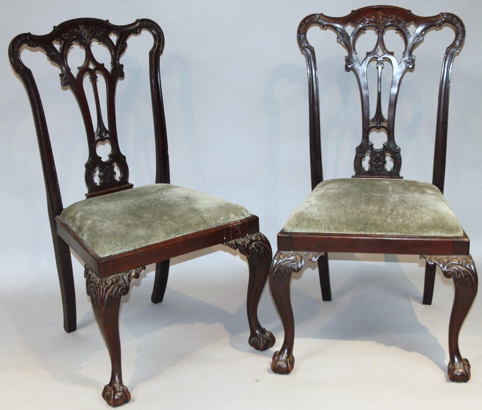 Appraisal: A pair of thC Chippendale Revival dining chairs each with