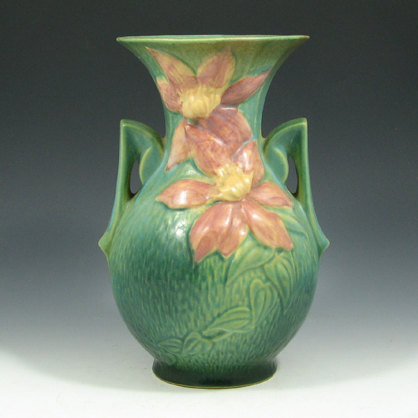 Appraisal: Roseville Clematis - Vase Roseville Clematis vase in green Marked