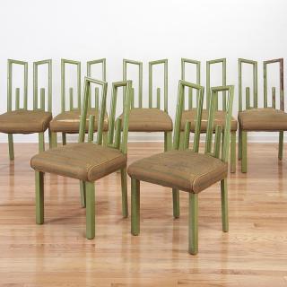 Appraisal: Set James Mont Greek key dining chairs Set James Mont