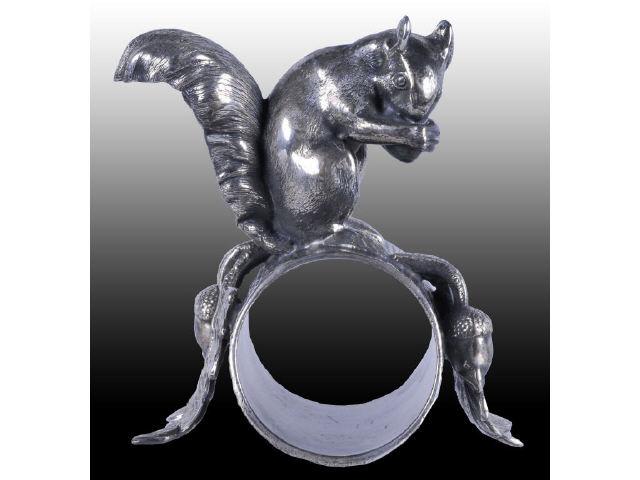 Appraisal: Squirrel Log Figural Napkin Ring Description Squirrel is eating a