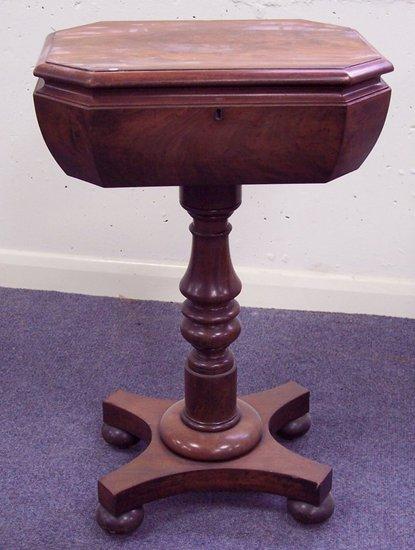 Appraisal: A George IV mahogany work table the rectangular top with