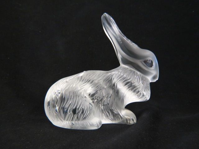 Appraisal: Lalique Crystal Figurine of a Bunny Rabbit frosted signed excellent