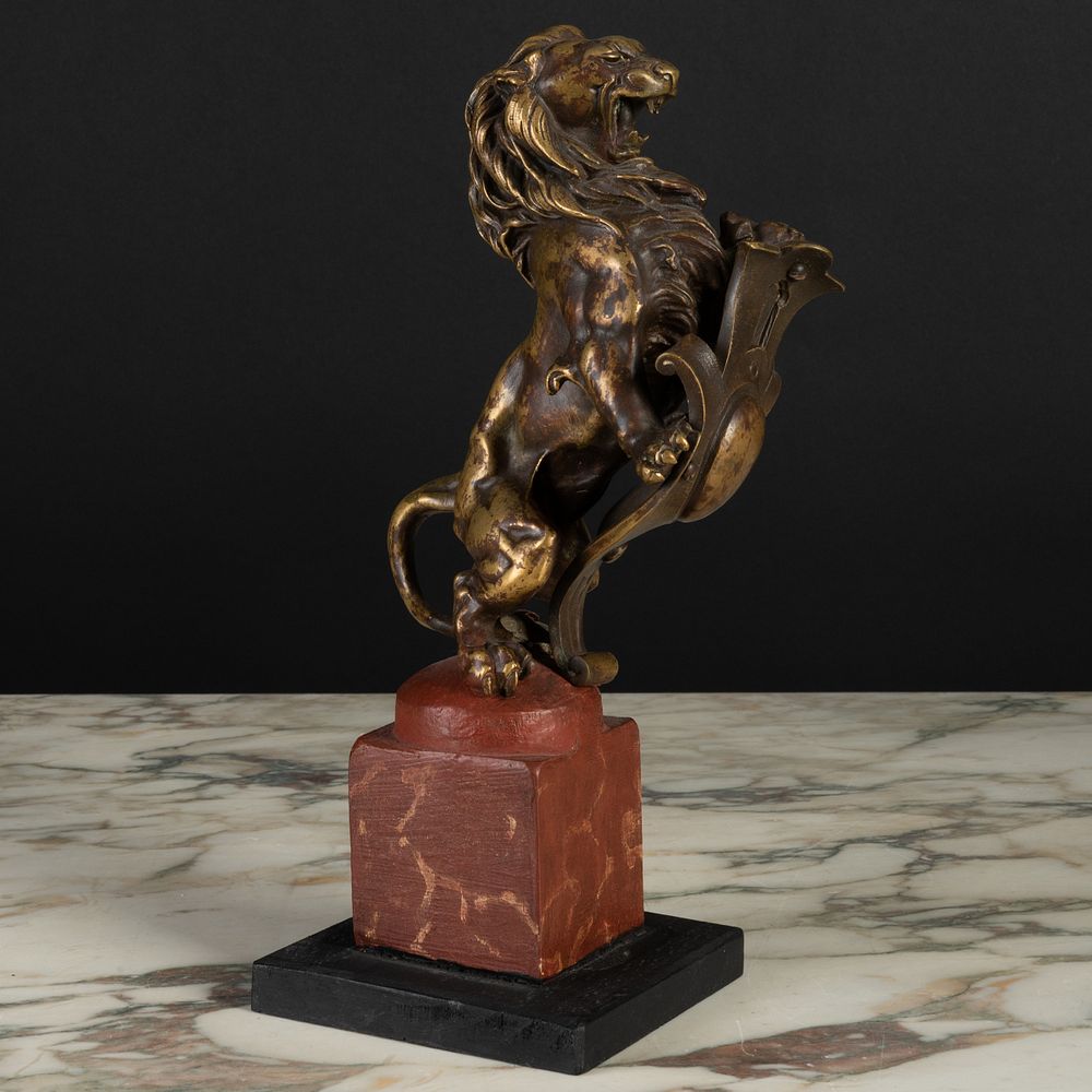 Appraisal: Italian Baroque Bronze Model of a Rampant Lion Probably Venice