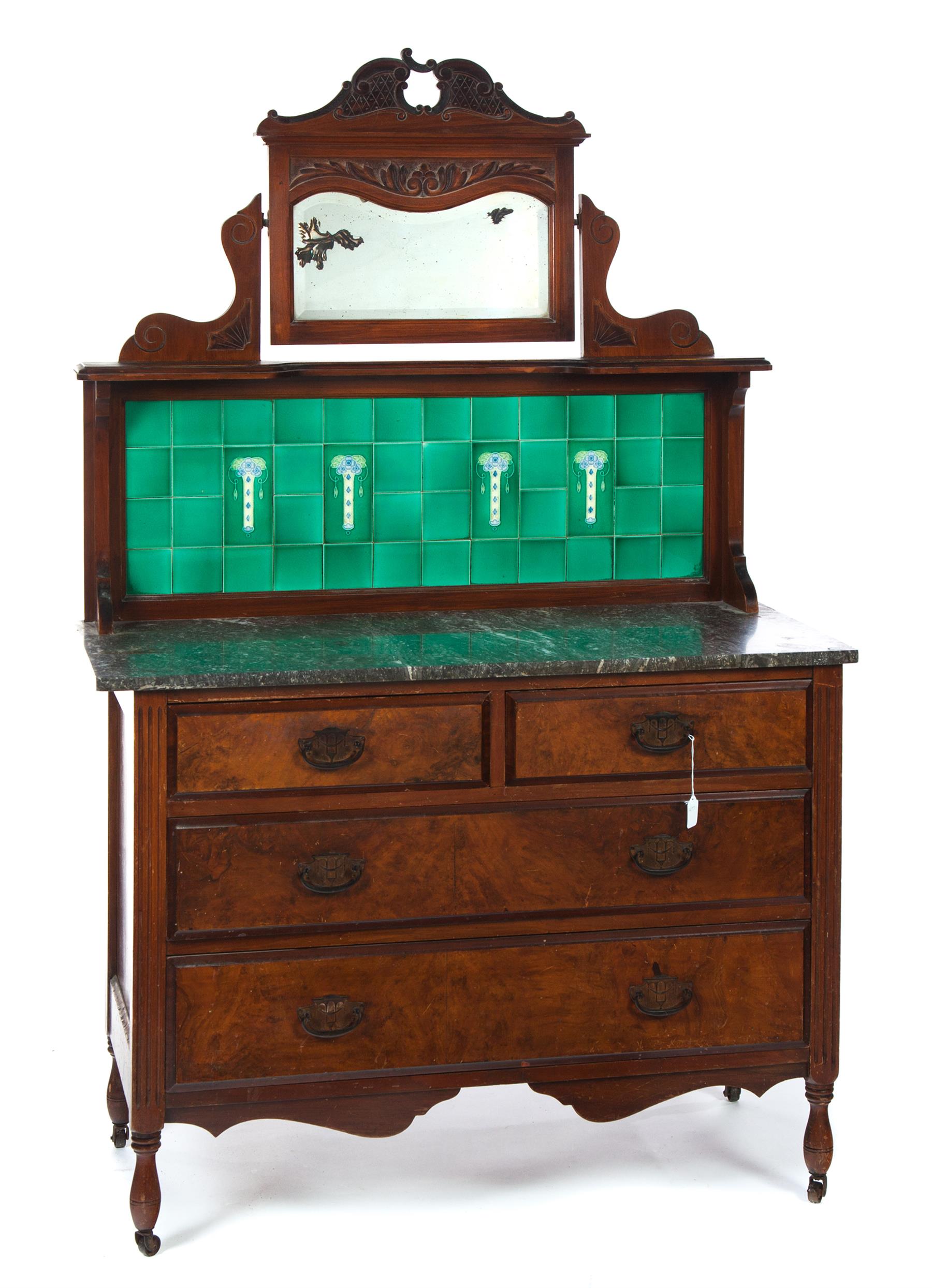 Appraisal: ENGLISH MAHOGANY MARBLE TOP WASHSTAND Second half- th century Pressed