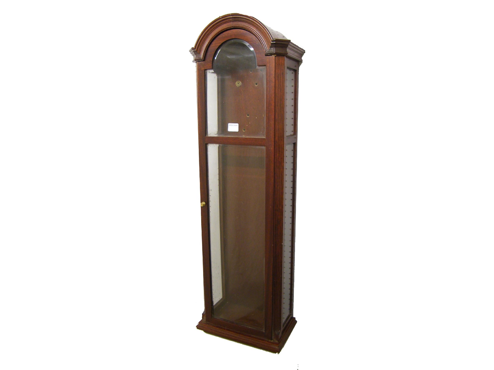 Appraisal: Contemporary mahogany wall clock case with aperture for a arched