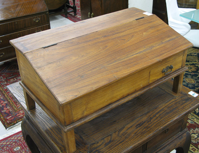 Appraisal: PORTABLE SLANT-TOP TEAKWOOD WRITING DESK Anglo-Indian with storage under the