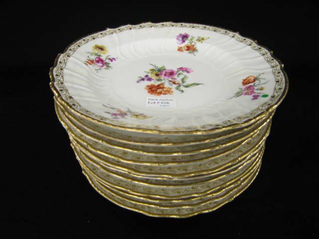 Appraisal: Lot of KPM Porcelain Plates handpainted floral sprays elaborate gold