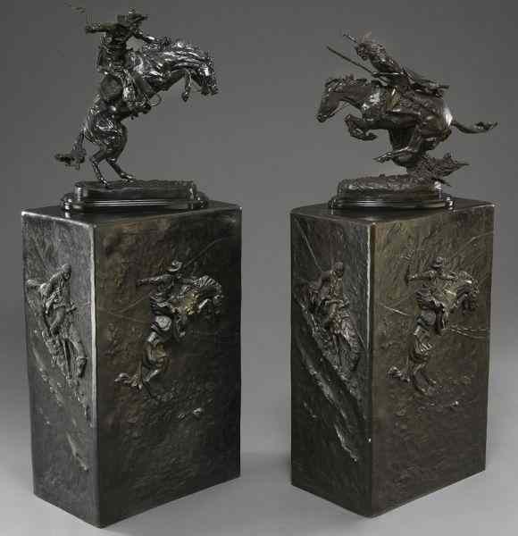 Appraisal: Pr Mario Nardini bronze pedestals with highrelief cast replicas of