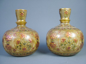 Appraisal: A pair of Indian marble huggas with coloured and gilt