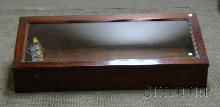 Appraisal: Mahogany and Glass Slant-lid Counter Display Case illuminated interior ht