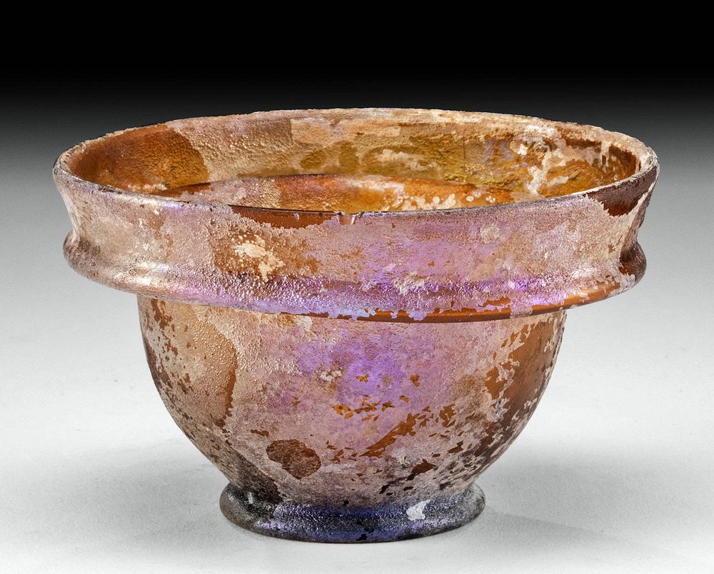 Appraisal: Petite Roman Glass Bowl w Stunning Iridescence First Time At