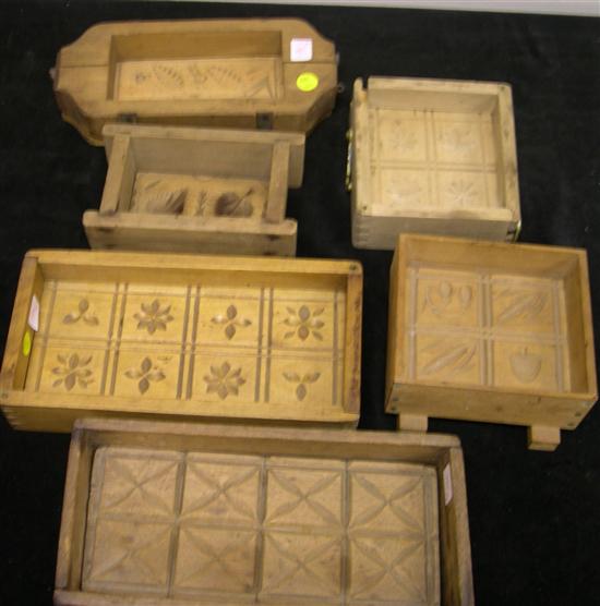 Appraisal: Seven square and rectangular block form butter molds most with